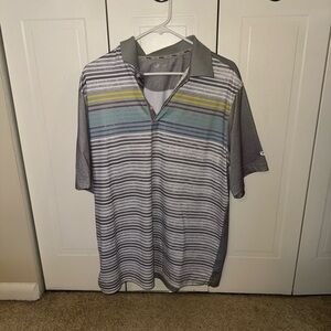 Walter Hagen Men's Gray Striped Polo Shirt Golf